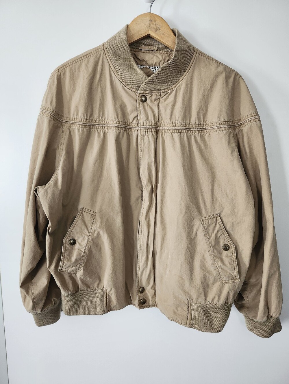 Vintage GANT Tan Bomber Jacket Large Windbreaker Old Money Classic Minimalist